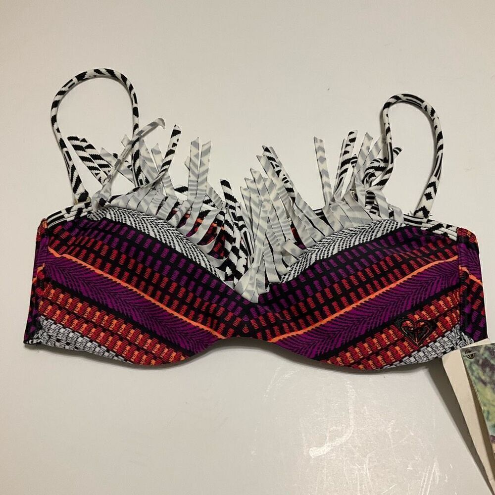 Roxy NWT Aztec Fringe Bandeau Bikini Top, S - Picture 5 of 16